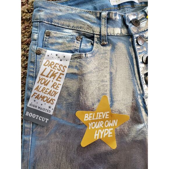 Women's JR 7/28 Celebrity Ace High Waisted Boot Cut Shiny Pants - Picture 4 of 7